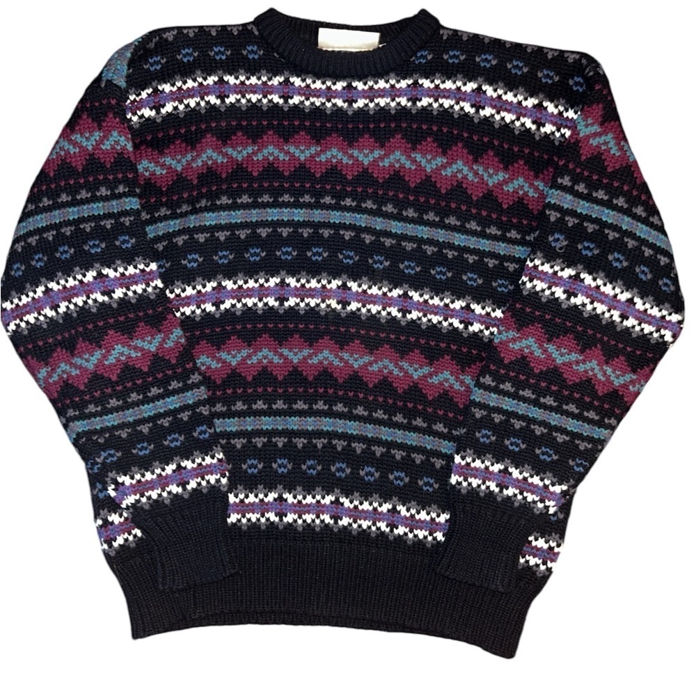 J.Riggings vintage geometric striped Acrylic sweater